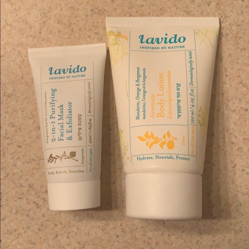 Lavido facial mask and body lotion